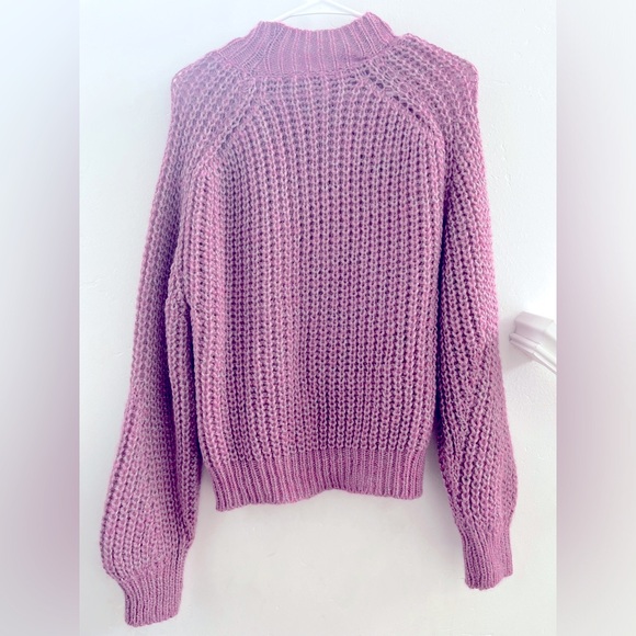 Alma Deia Alpaca Puff Sleeve Chunky Knit Crochet Sweater Jumper Purple Small - Picture 5 of 6